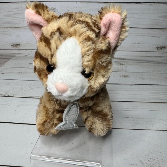 Gund Plush Kitty Cat Striped Tabby Silver Fish Collar Small Stuffed Animal 6 In - Picture 1 of 9